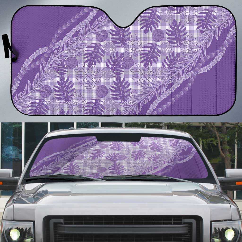 Hawaii Breadfruit Palaka Auto Sun Shade Poni Maile Lei LT9 Purple - Polynesian Pride