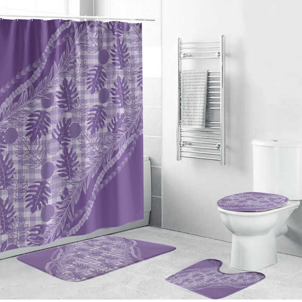 Hawaii Breadfruit Palaka Bathroom Set Poni Maile Lei LT9 Bathroom Set (4 pcs) Purple - Polynesian Pride