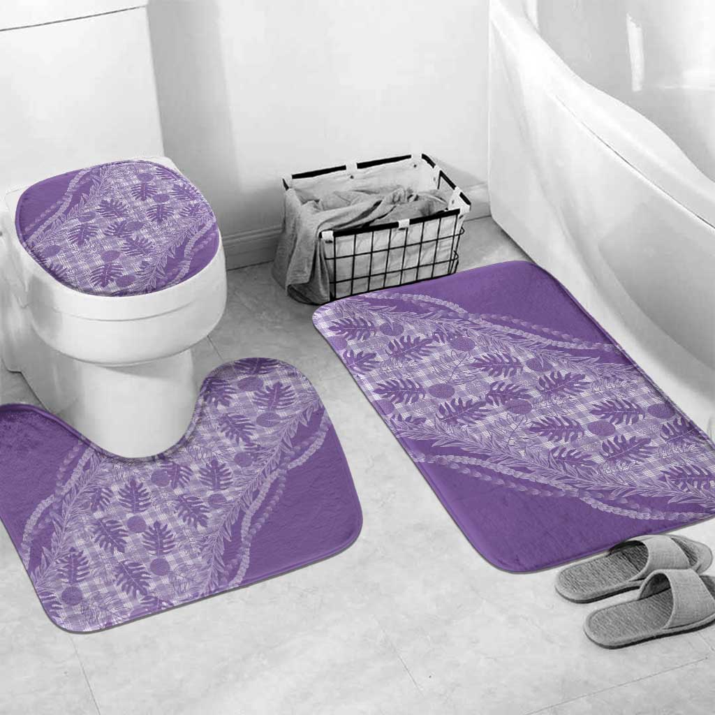 Hawaii Breadfruit Palaka Bathroom Set Poni Maile Lei LT9 Mat Set Only (3 pcs) One Size Purple - Polynesian Pride