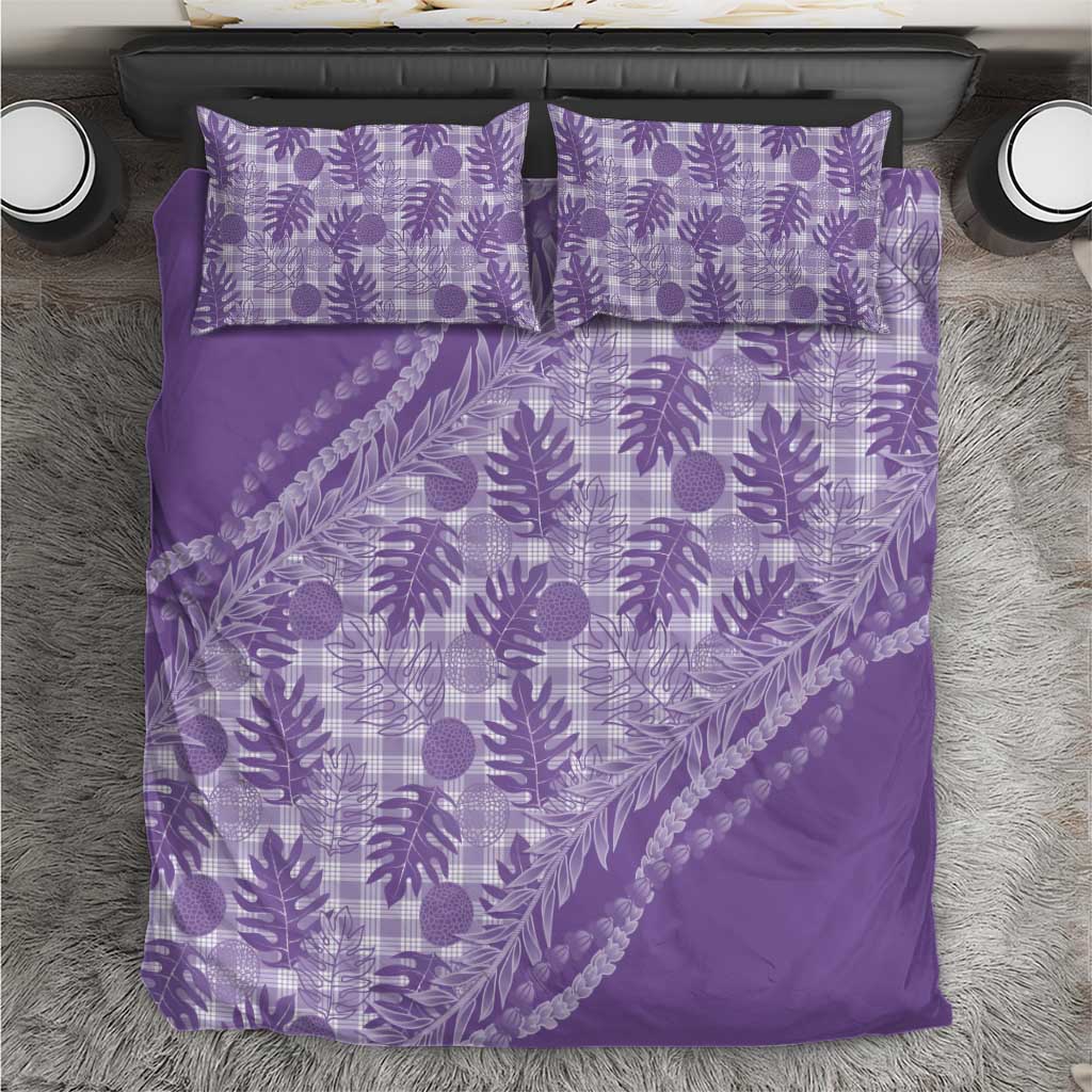 Hawaii Breadfruit Palaka Bedding Set Poni Maile Lei LT9 Purple - Polynesian Pride