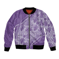 Hawaii Breadfruit Palaka Bomber Jacket Poni Maile Lei LT9 Unisex Purple - Polynesian Pride