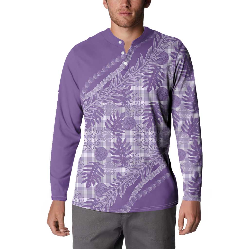 Hawaii Breadfruit Palaka Button Sweatshirt Poni Maile Lei LT9 - Polynesian Pride