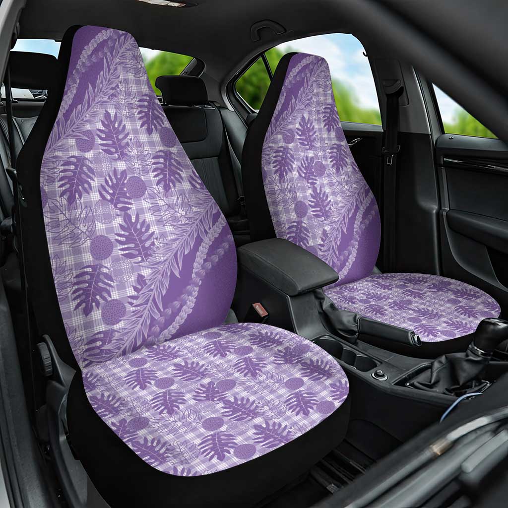 Hawaii Breadfruit Palaka Car Seat Cover Poni Maile Lei LT9 One Size Purple - Polynesian Pride