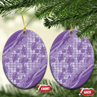 Hawaii Breadfruit Palaka Ceramic Ornament Poni Maile Lei LT9 Oval Purple - Polynesian Pride