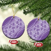 Hawaii Breadfruit Palaka Ceramic Ornament Poni Maile Lei LT9 Circle Purple - Polynesian Pride
