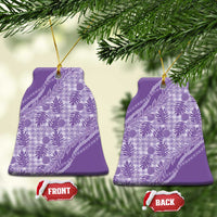 Hawaii Breadfruit Palaka Ceramic Ornament Poni Maile Lei LT9 Bell Flake Purple - Polynesian Pride