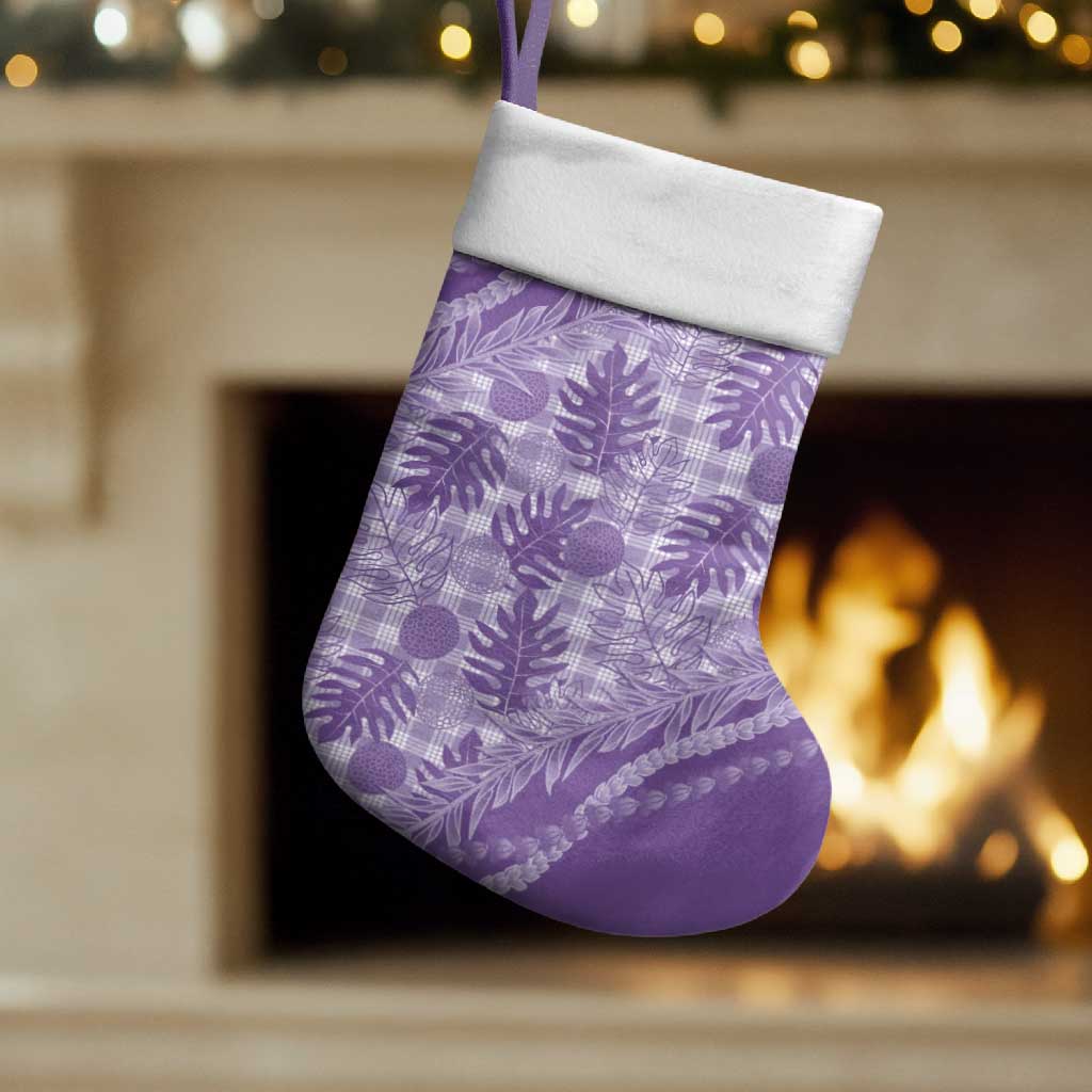 Hawaii Breadfruit Palaka Christmas Stocking Poni Maile Lei LT9 Set of 2 Purple - Polynesian Pride