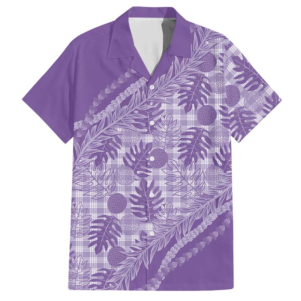Hawaii Breadfruit Palaka Hawaiian Shirt Poni Maile Lei LT9 Purple - Polynesian Pride