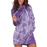 Hawaii Breadfruit Palaka Hoodie Dress Poni Maile Lei LT9 Purple - Polynesian Pride