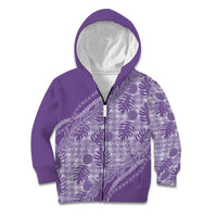 Hawaii Breadfruit Palaka Kid Hoodie Poni Maile Lei LT9 Zip Hoodie Purple - Polynesian Pride