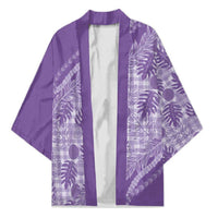 Hawaii Breadfruit Palaka Kimono Poni Maile Lei LT9 Unisex Purple - Polynesian Pride