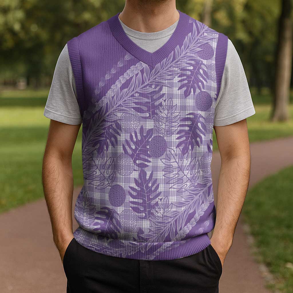 Hawaii Breadfruit Palaka Christmas Knitted V-Neck Vest Poni Maile Lei LT9 - Polynesian Pride