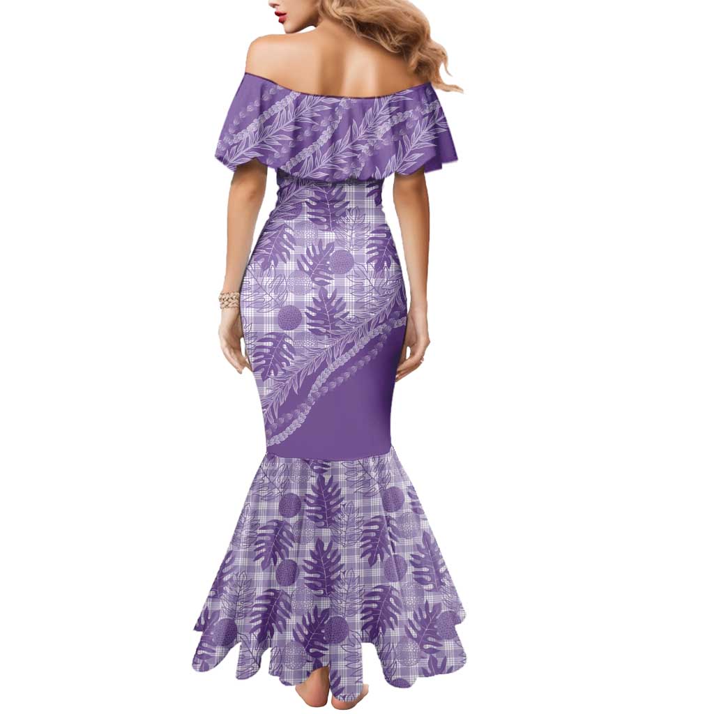 Hawaii Breadfruit Palaka Mermaid Dress Poni Maile Lei LT9 - Polynesian Pride