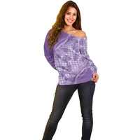 Hawaii Breadfruit Palaka Off Shoulder Sweater Poni Maile Lei LT9 - Polynesian Pride