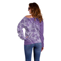 Hawaii Breadfruit Palaka Off Shoulder Sweater Poni Maile Lei LT9 - Polynesian Pride