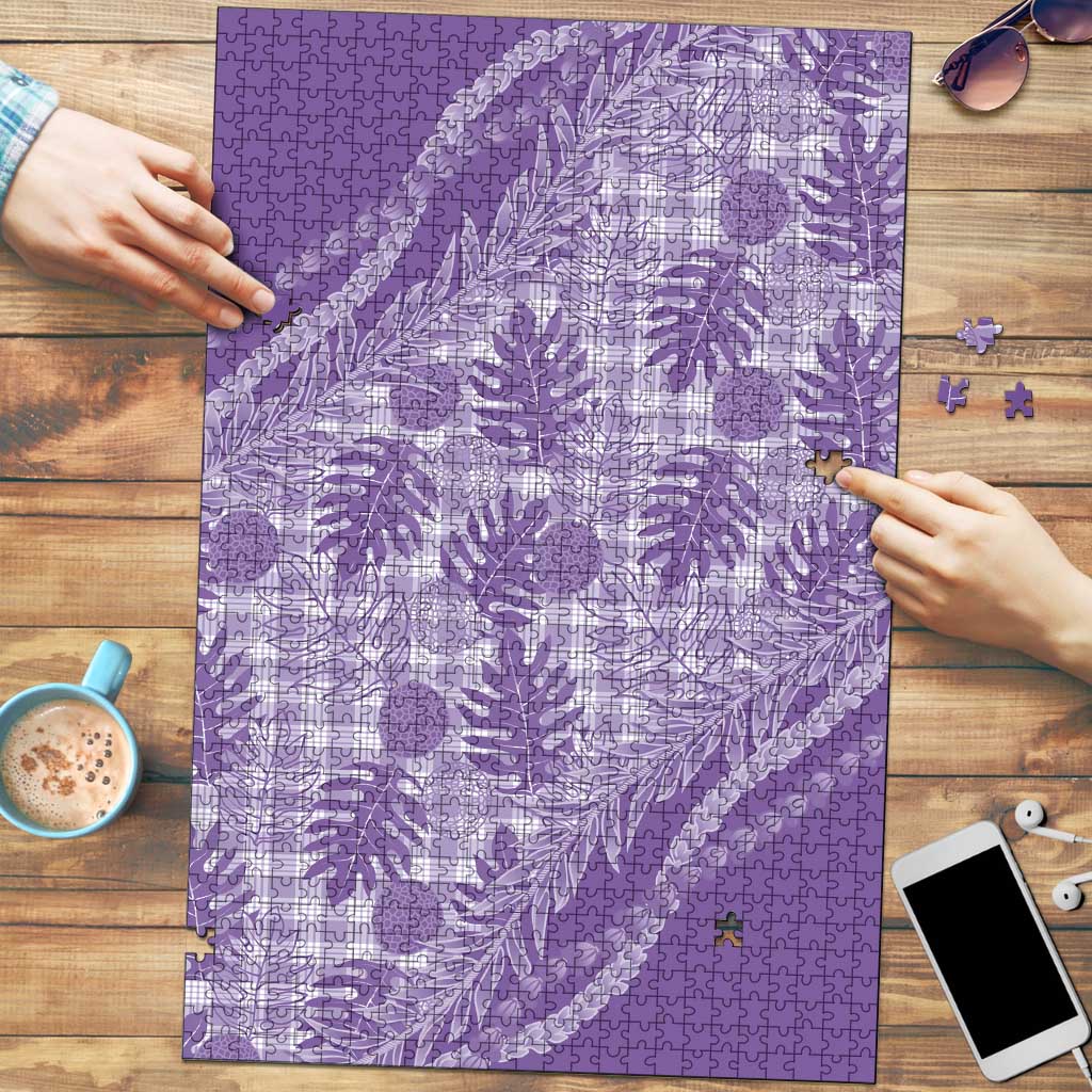 Hawaii Breadfruit Palaka Puzzle Poni Maile Lei LT9 Purple - Polynesian Pride