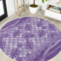 Hawaii Breadfruit Palaka Round Carpet Poni Maile Lei LT9 Purple - Polynesian Pride