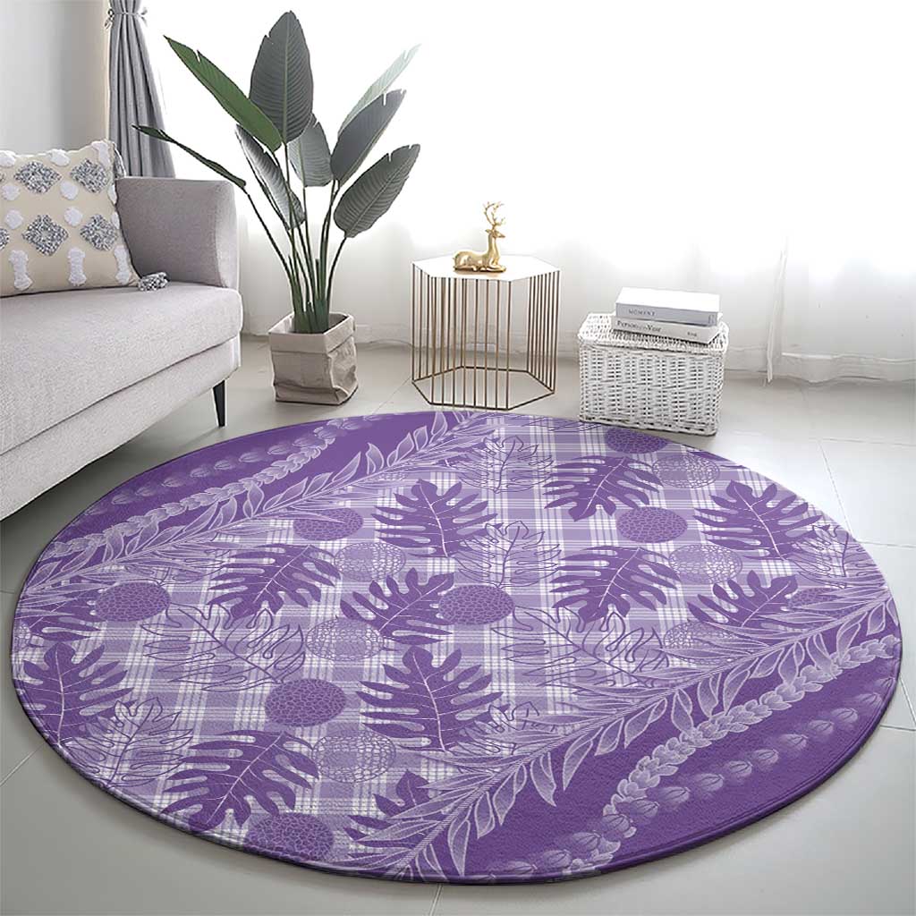 Hawaii Breadfruit Palaka Round Carpet Poni Maile Lei LT9 - Polynesian Pride