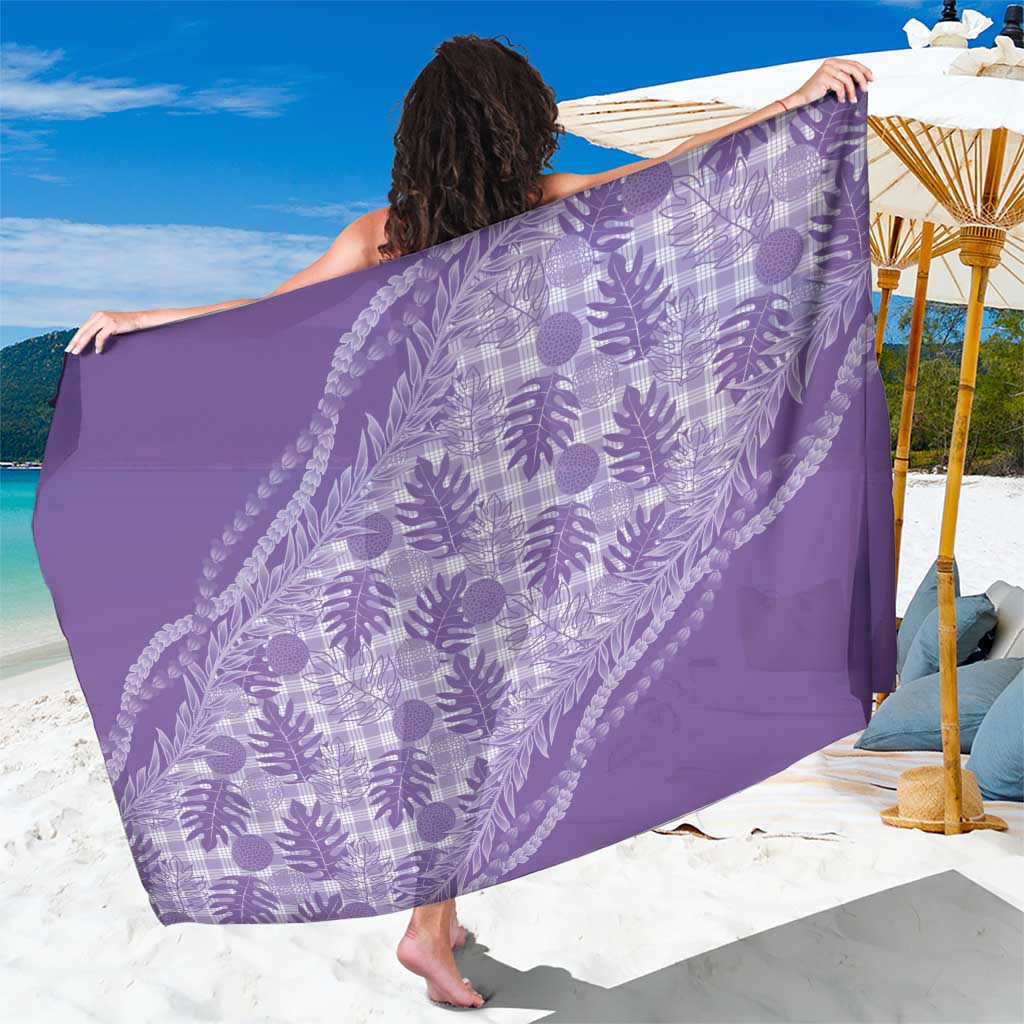 Hawaii Breadfruit Palaka Sarong Poni Maile Lei LT9 One Size 44 x 66 inches Purple - Polynesian Pride