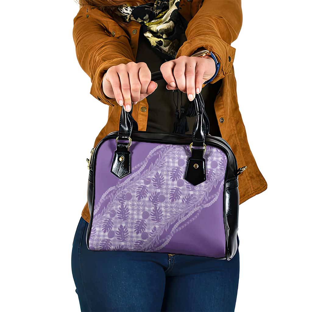 Hawaii Breadfruit Palaka Shoulder Handbag Poni Maile Lei LT9 One Size Purple - Polynesian Pride