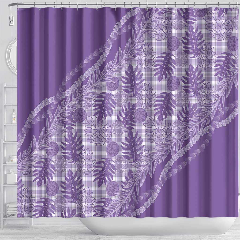 Hawaii Breadfruit Palaka Shower Curtain Poni Maile Lei LT9 - Polynesian Pride