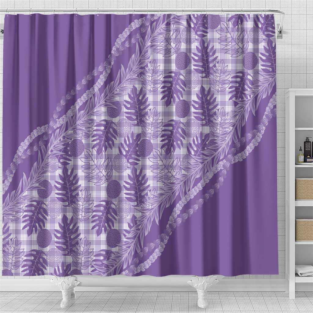 Hawaii Breadfruit Palaka Shower Curtain Poni Maile Lei LT9 - Polynesian Pride