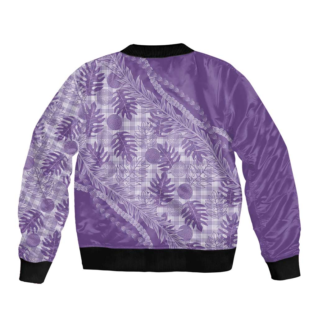 Hawaii Breadfruit Palaka Sleeve Zip Bomber Jacket Poni Maile Lei LT9 - Polynesian Pride