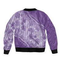 Hawaii Breadfruit Palaka Sleeve Zip Bomber Jacket Poni Maile Lei LT9 - Polynesian Pride