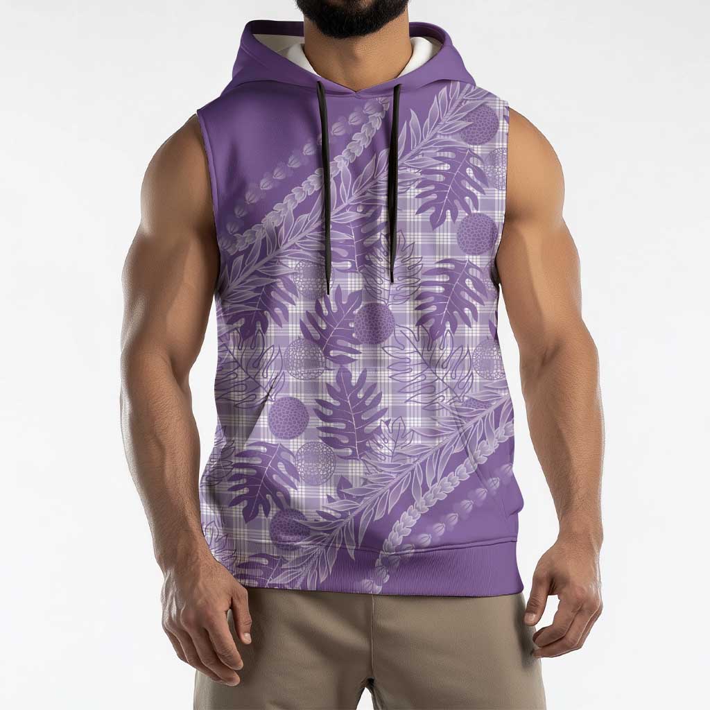Hawaii Breadfruit Palaka Sleeveless Hoodie Poni Maile Lei LT9 - Polynesian Pride