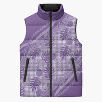 Hawaii Breadfruit Palaka Sleeveless Puffer Jacket Poni Maile Lei LT9 Unisex Purple - Polynesian Pride