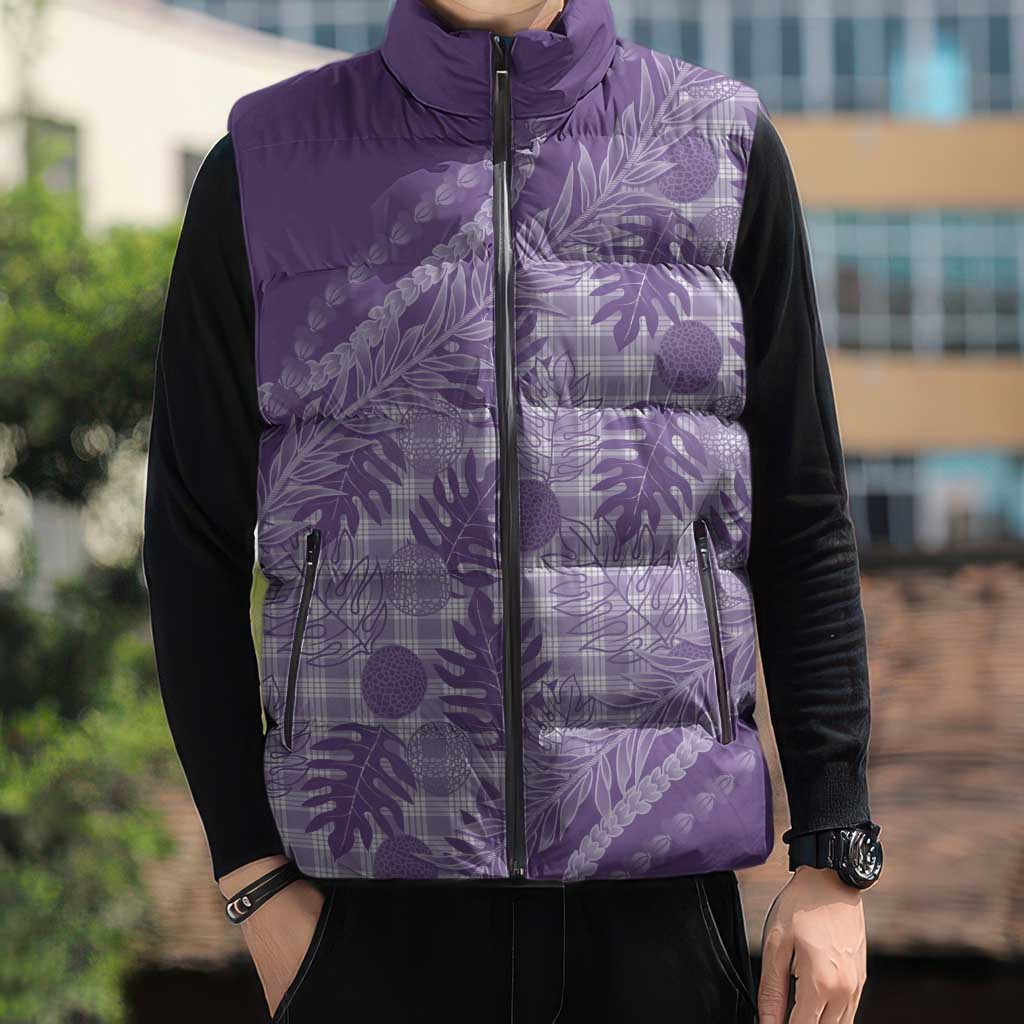 Hawaii Breadfruit Palaka Sleeveless Puffer Jacket Poni Maile Lei LT9 - Polynesian Pride