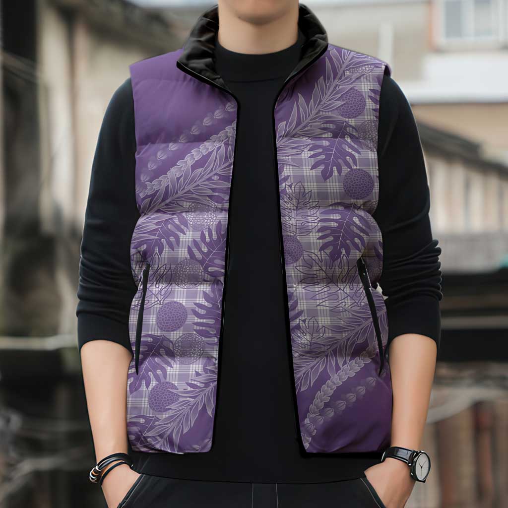 Hawaii Breadfruit Palaka Sleeveless Puffer Jacket Poni Maile Lei LT9 - Polynesian Pride