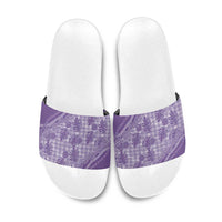Hawaii Breadfruit Palaka Slide Sandals Poni Maile Lei LT9 Purple - Polynesian Pride