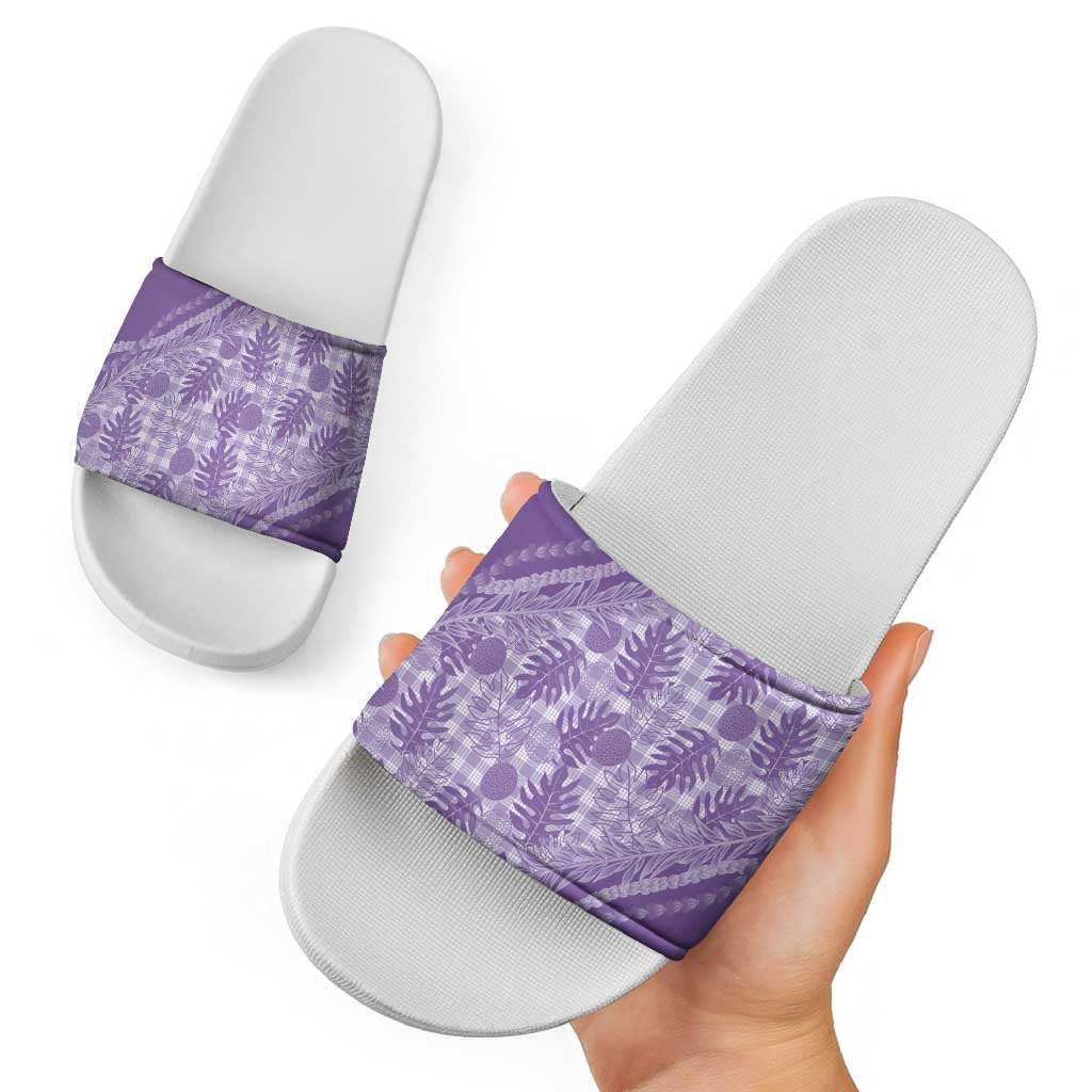 Hawaii Breadfruit Palaka Slide Sandals Poni Maile Lei LT9 - Polynesian Pride