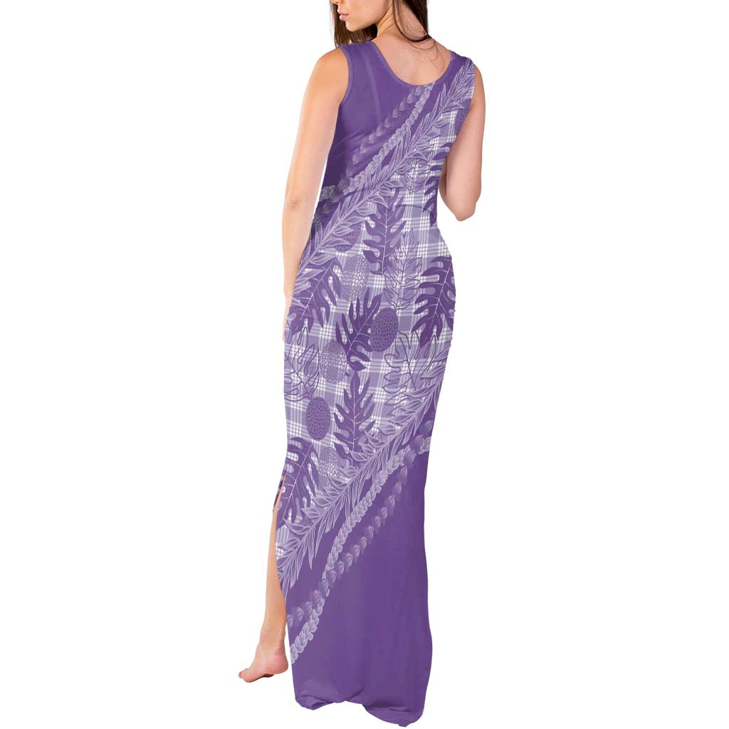 Hawaii Breadfruit Palaka Tank Maxi Dress Poni Maile Lei LT9 - Polynesian Pride