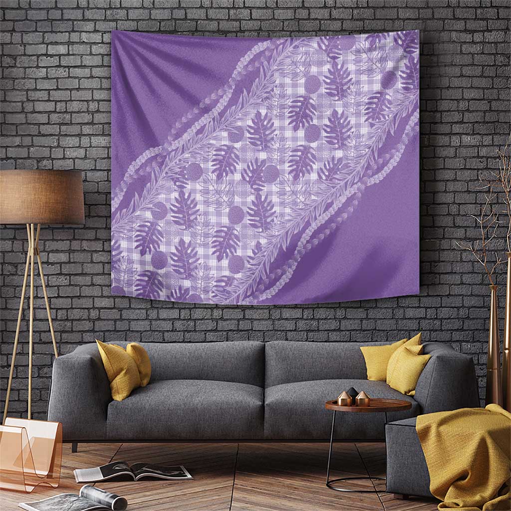 Hawaii Breadfruit Palaka Tapestry Poni Maile Lei LT9 Purple - Polynesian Pride