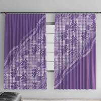Hawaii Breadfruit Palaka Window Curtain Poni Maile Lei LT9 With Hooks Purple - Polynesian Pride