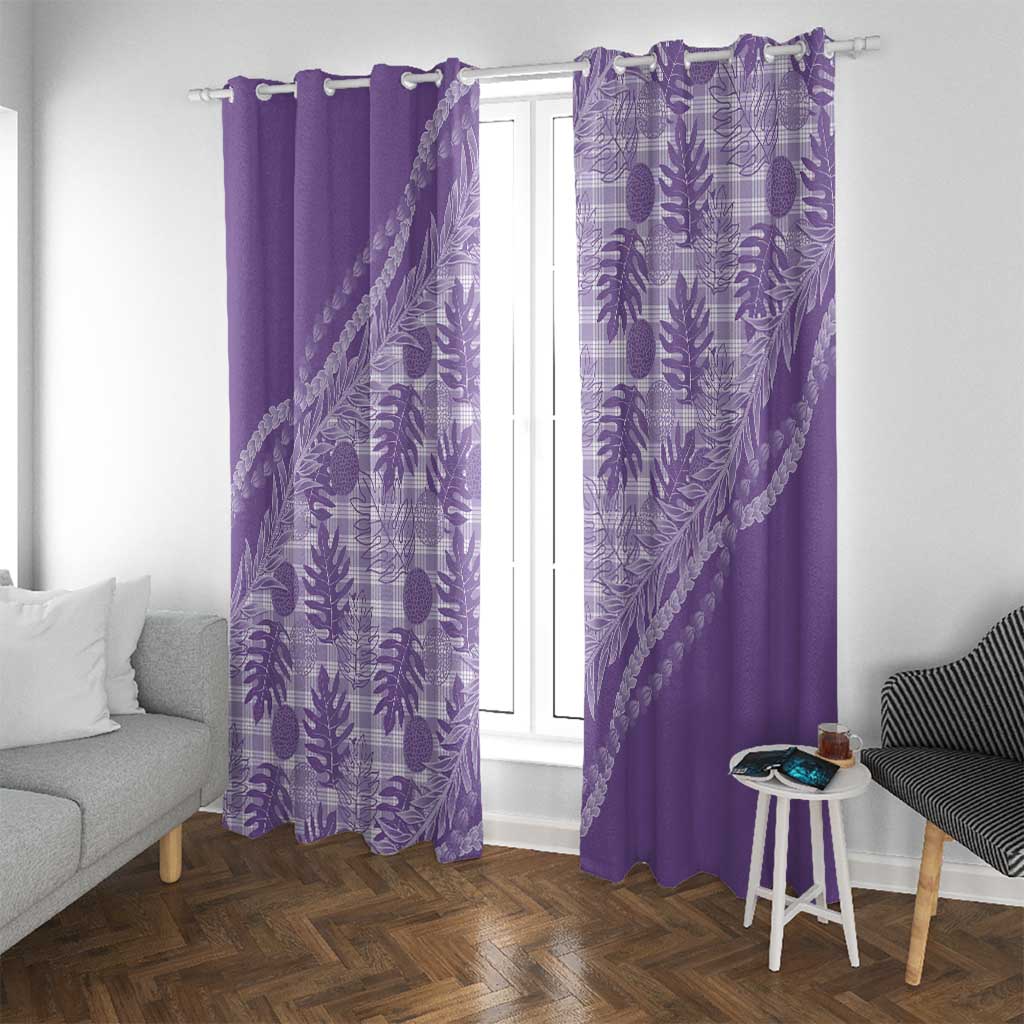 Hawaii Breadfruit Palaka Window Curtain Poni Maile Lei LT9 With Grommets Purple - Polynesian Pride