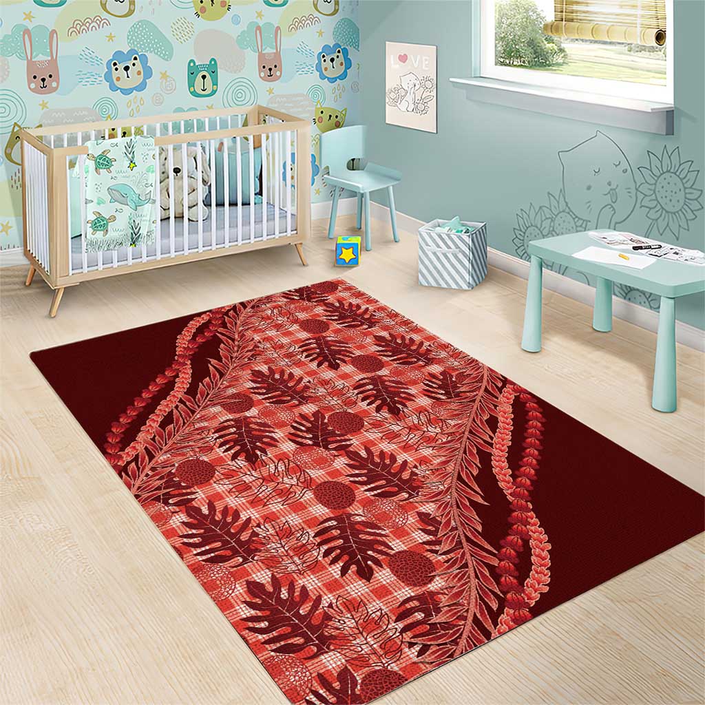 Hawaii Breadfruit Palaka Area Rug Ulaula Maile Lei LT9 - Polynesian Pride
