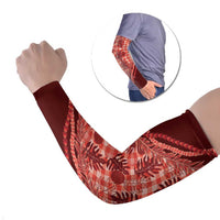 Hawaii Breadfruit Palaka Arm Sleeves Ulaula Maile Lei LT9 Set of 2 Red - Polynesian Pride