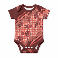 Hawaii Breadfruit Palaka Baby Onesie Ulaula Maile Lei LT9 Red - Polynesian Pride