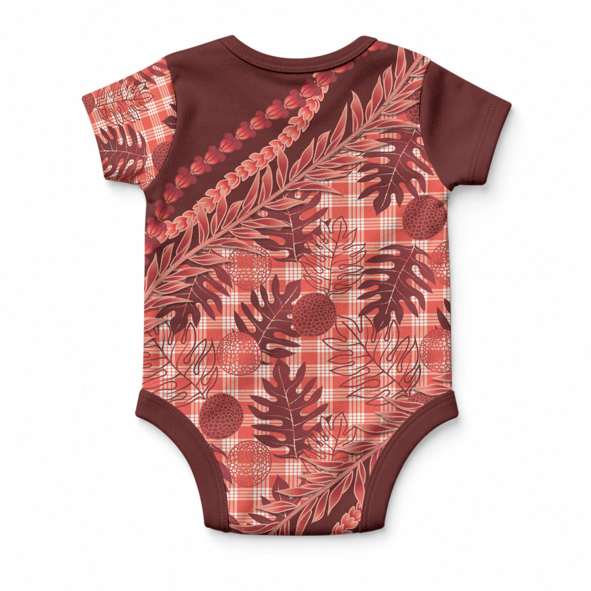 Hawaii Breadfruit Palaka Baby Onesie Ulaula Maile Lei LT9 - Polynesian Pride