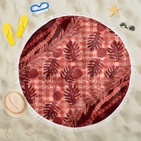 Hawaii Breadfruit Palaka Beach Blanket Ulaula Maile Lei LT9 One Size 150cm Red - Polynesian Pride