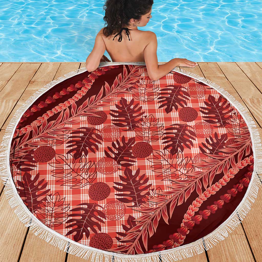 Hawaii Breadfruit Palaka Beach Blanket Ulaula Maile Lei LT9 - Polynesian Pride