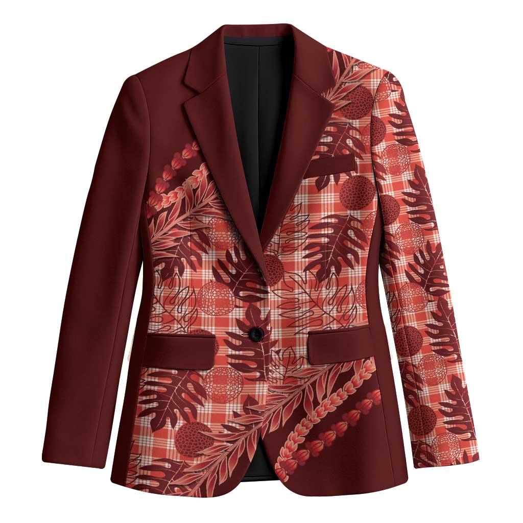 Hawaii Breadfruit Palaka Blazer Ulaula Maile Lei LT9 Unisex Red - Polynesian Pride