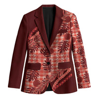 Hawaii Breadfruit Palaka Blazer Ulaula Maile Lei LT9 Unisex Red - Polynesian Pride