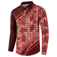 Hawaii Breadfruit Palaka Button Sweatshirt Ulaula Maile Lei LT9 - Polynesian Pride