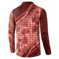 Hawaii Breadfruit Palaka Button Sweatshirt Ulaula Maile Lei LT9 - Polynesian Pride