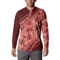 Hawaii Breadfruit Palaka Button Sweatshirt Ulaula Maile Lei LT9 - Polynesian Pride