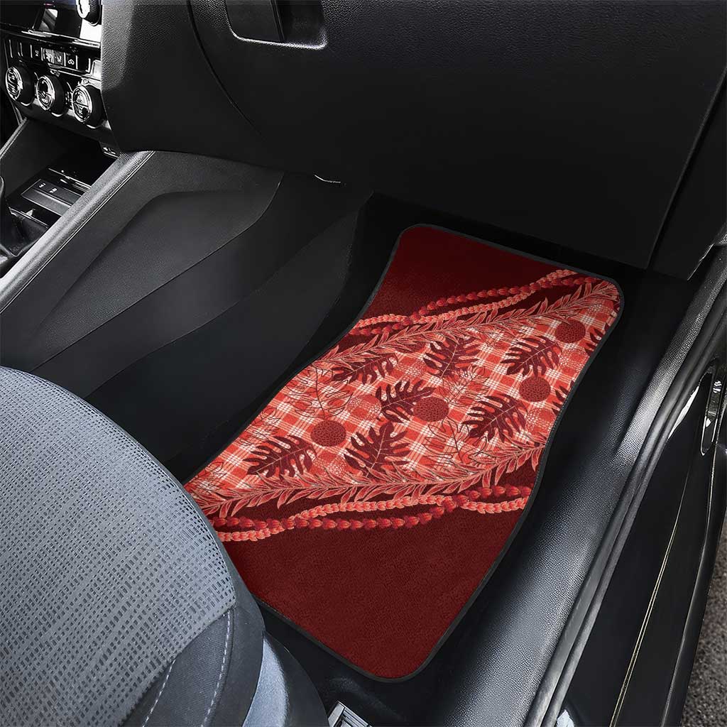 Hawaii Breadfruit Palaka Car Mats Ulaula Maile Lei LT9 - Polynesian Pride